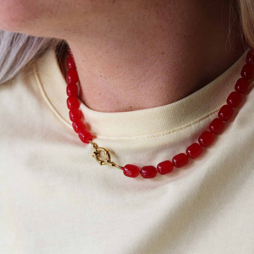 kralen ketting in rood