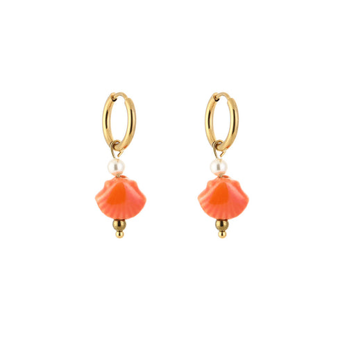 oorbellen met oranje schelpjes