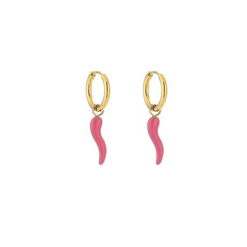 oorringetjes met roze pepertjes