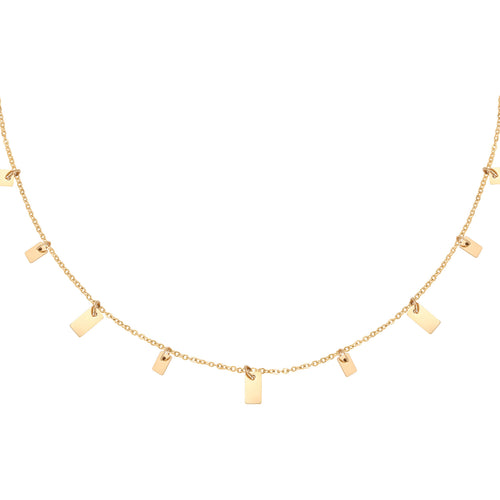 gouden ketting met rechthoekige plaatjes